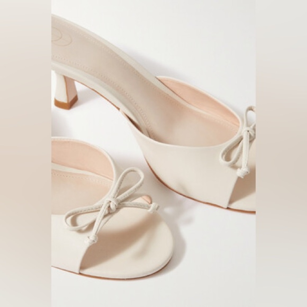 PORTE & PAIRE Bow-detailed leather mules